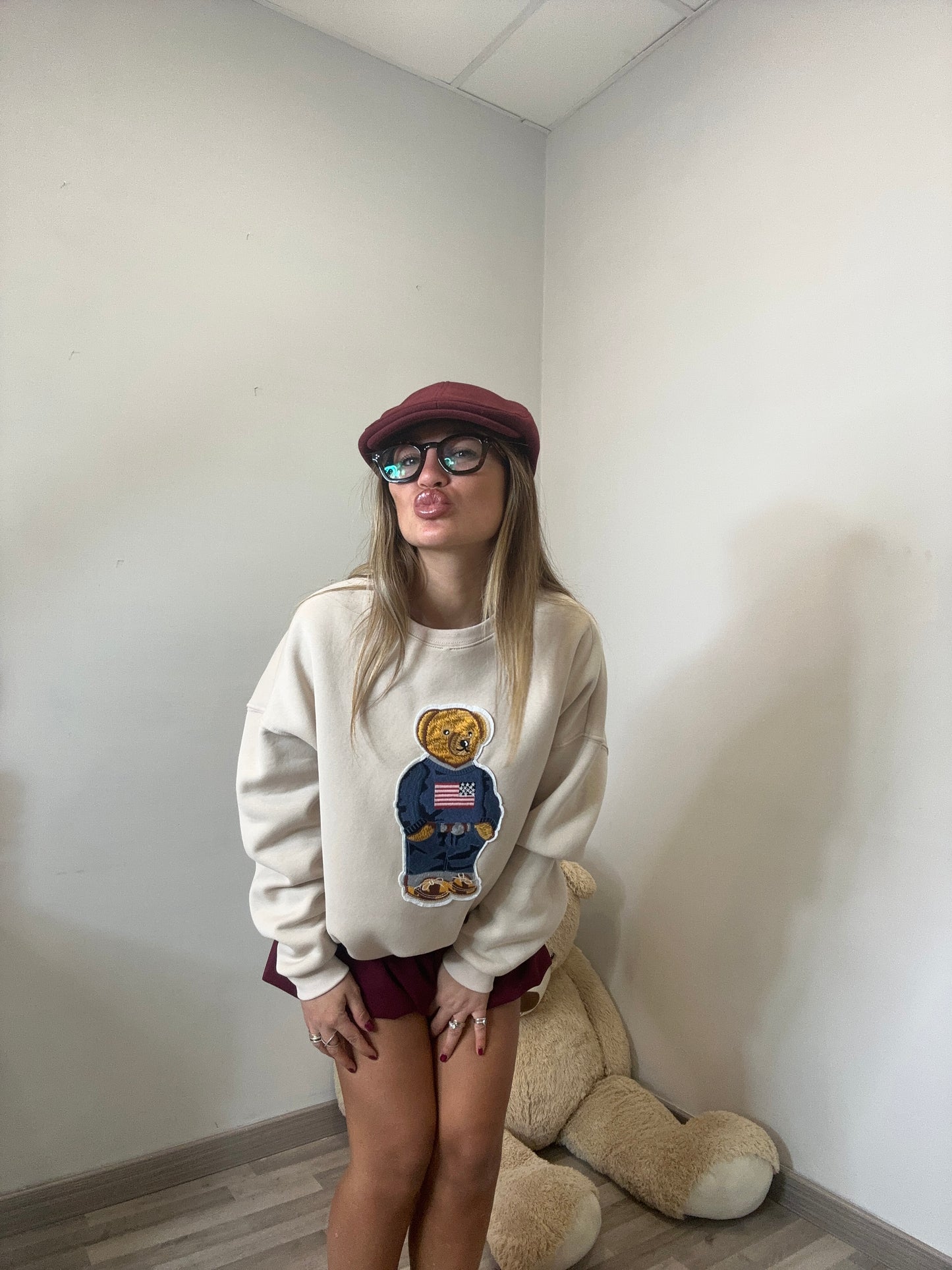 FELPA TEDDY SENZA CAPPUCCIO